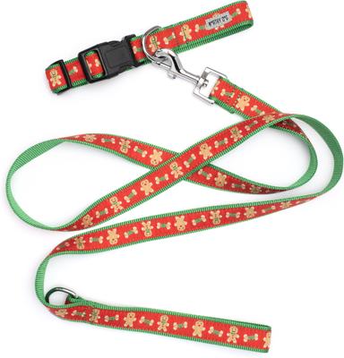 Show full view: The Worthy Dog Gingerbread Bones Adjustable Dog Collar, Medium: 11 to 17-in neck, 1-in wide slide 3 of 4