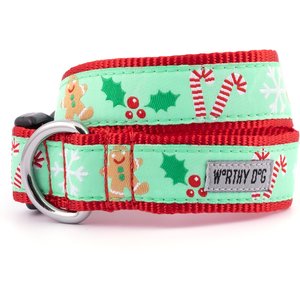 The Worthy Dog Gingerbread Dog Adjustable Dog Collar, Small: 8 to 14-in neck, 5/8-in wide
