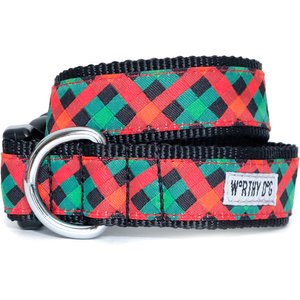 The Worthy Dog Holiday Check Adjustable Dog Collar, Small: 8 to 14-in neck, 5/8-in wide
