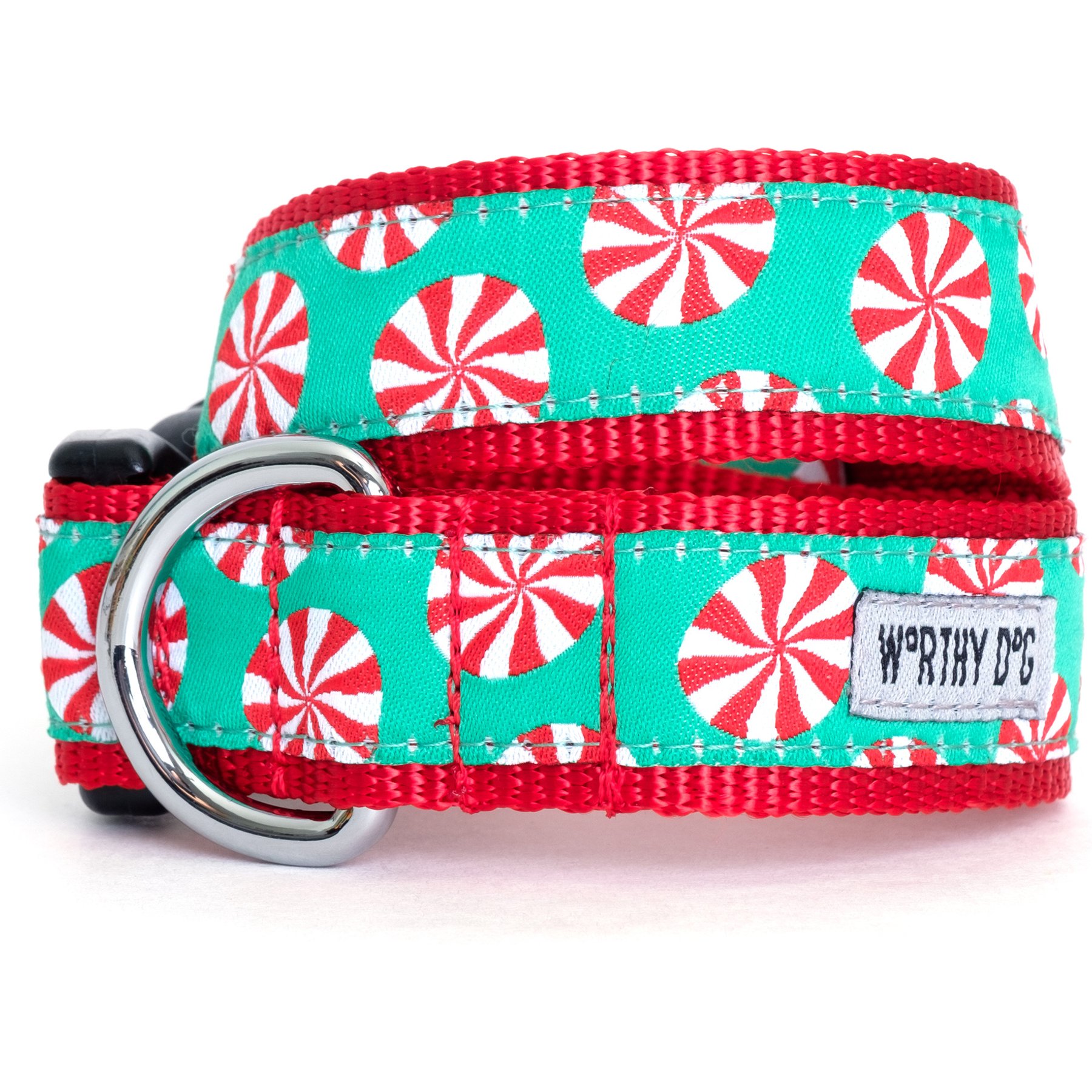 The Worthy Dog Peppermints Adjustable Dog Collar, X-Large: 17 to 23-in neck, 1-in wide