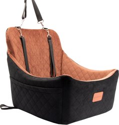 WOOAIDAGG Adjustable Strap Detachable & Washable Dog Car Seat, Black/Brown