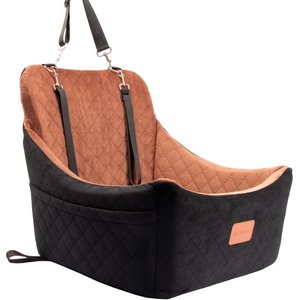 WOOAIDAGG Adjustable Strap Detachable & Washable Dog Car Seat, Black/Brown