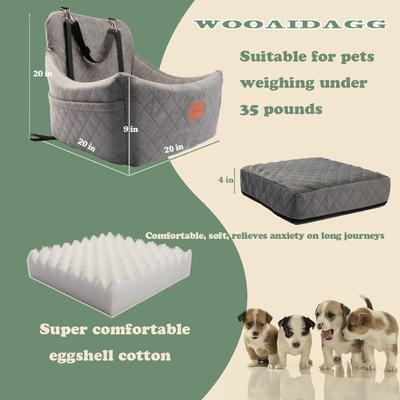 Show full view: WOOAIDAGG Adjustable Strap Detachable & Washable Dog Car Seat, Gray slide 2 of 8
