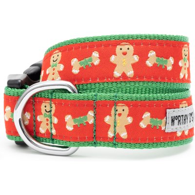 The Worthy Dog The Worthy Dog Gingerbread Bones Adjustable Dog Collar, Medium: 11 to 17-in neck, 1-in wide