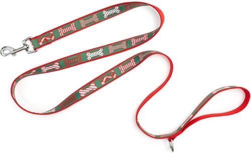 Show full view: The Worthy Dog Festive Bones Dog Leash, Large: 5-ft long, 1-in wide slide 2 of 3