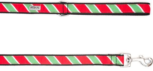 Show full view: The Worthy Dog Holiday Stripe Dog Leash, Large: 5-ft long, 1-in wide slide 2 of 3