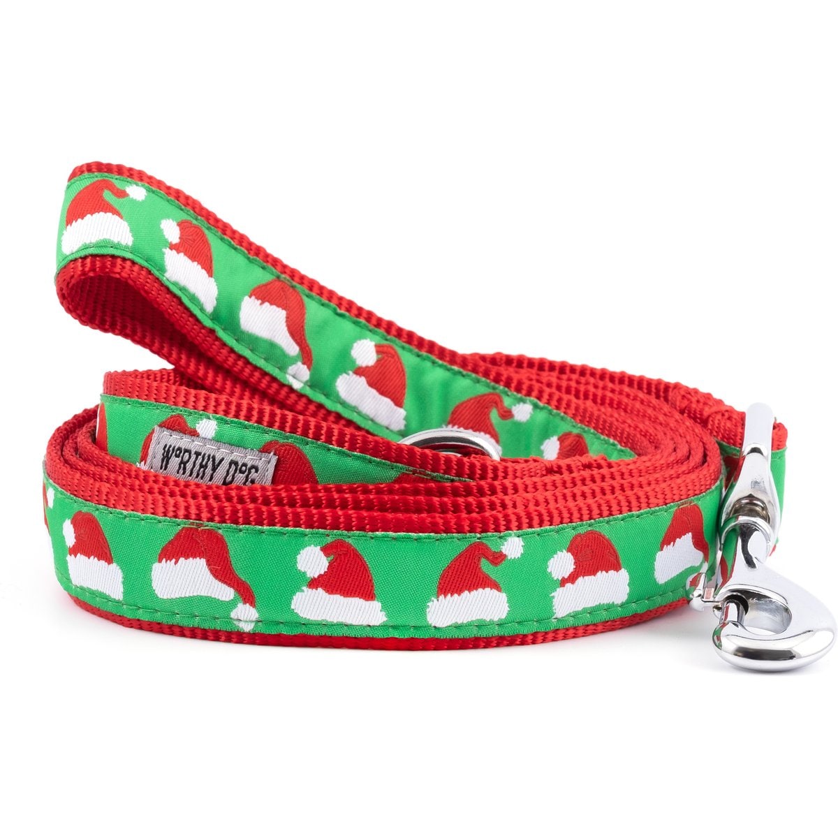 The Worthy Dog Santa Hats Dog Leash, Large: 5-ft long, 1-in wide