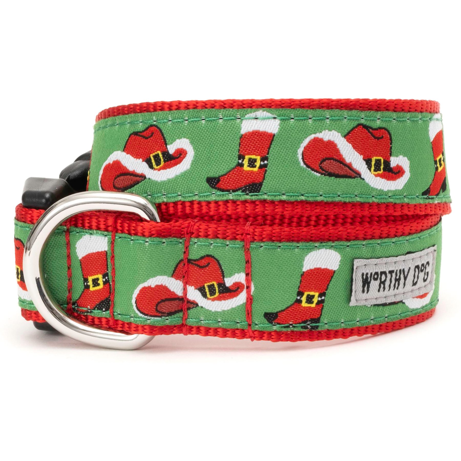 The Worthy Dog Cowboy Christmas Adjustable Dog Collar, X-Small: 5 to 11-in neck, 1/2-in wide