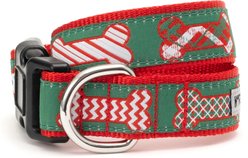 The Worthy Dog Festive Bones Adjustable Dog Collar, X-Large: 17 to 23-in neck, 1-in wide