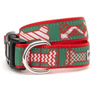 The Worthy Dog Festive Bones Adjustable Dog Collar, Small: 8 to 14-in neck, 5/8-in wide