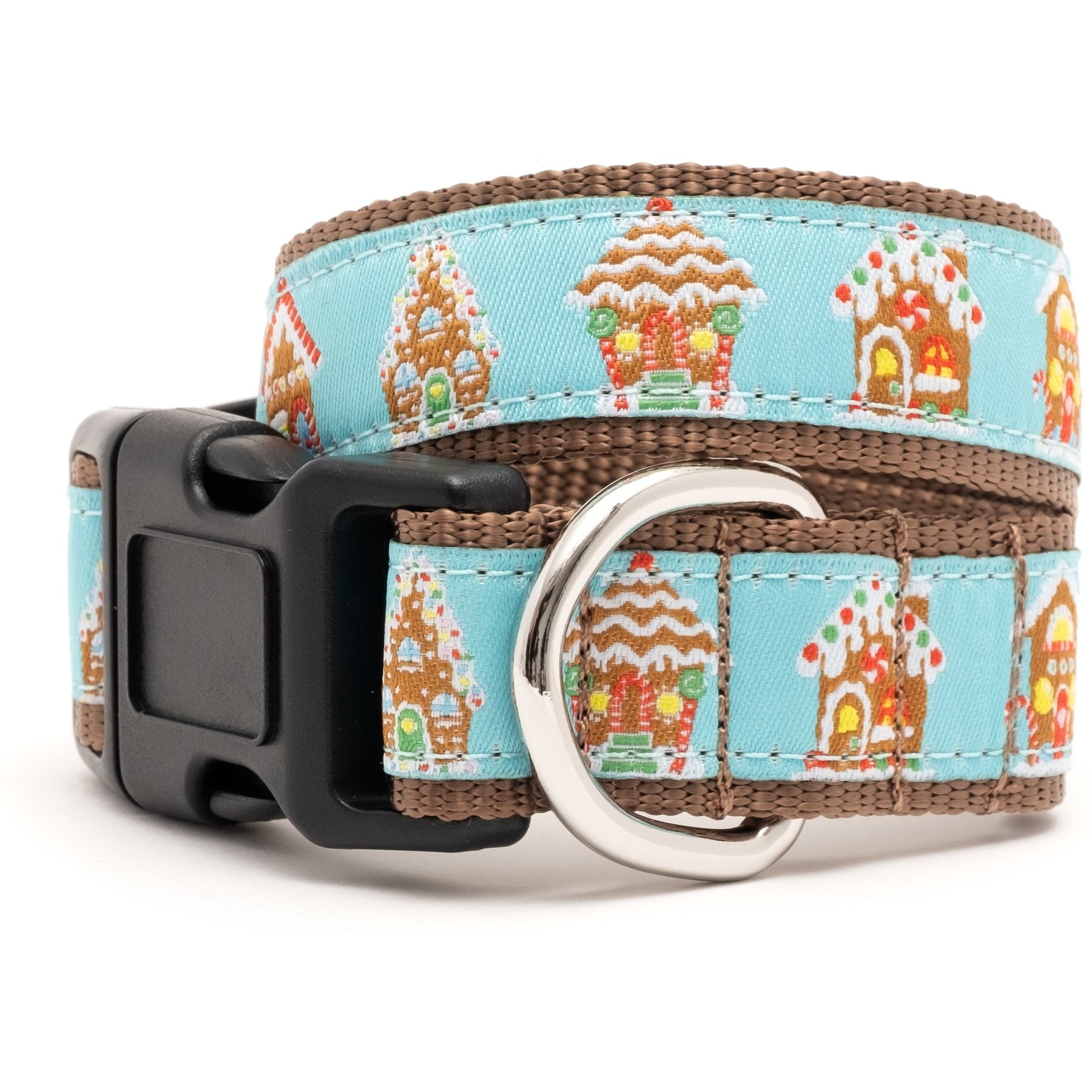 The Worthy Dog Gingerbread Houses Adjustable Dog Collar, Large: 14 to 20-in neck, 1-in wide