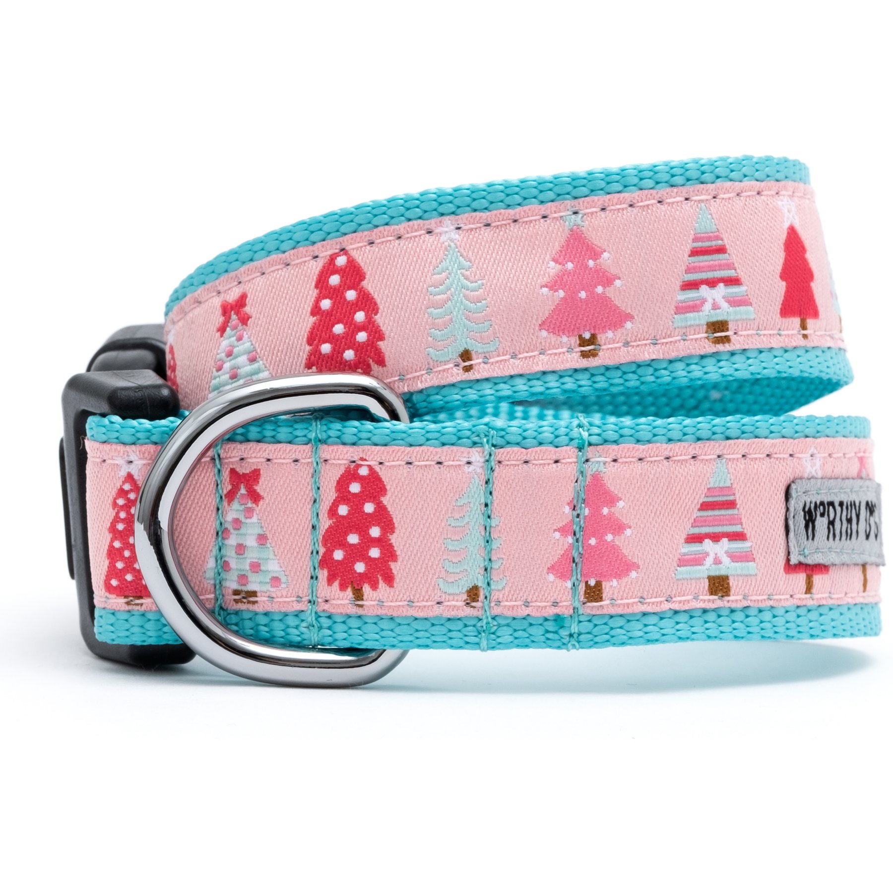 The Worthy Dog Holiday Trees Adjustable Dog Collar, Large: 14 to 20-in neck, 1-in wide
