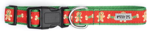 Show full view: The Worthy Dog Gingerbread Bones Adjustable Dog Collar, Medium: 11 to 17-in neck, 1-in wide slide 2 of 4