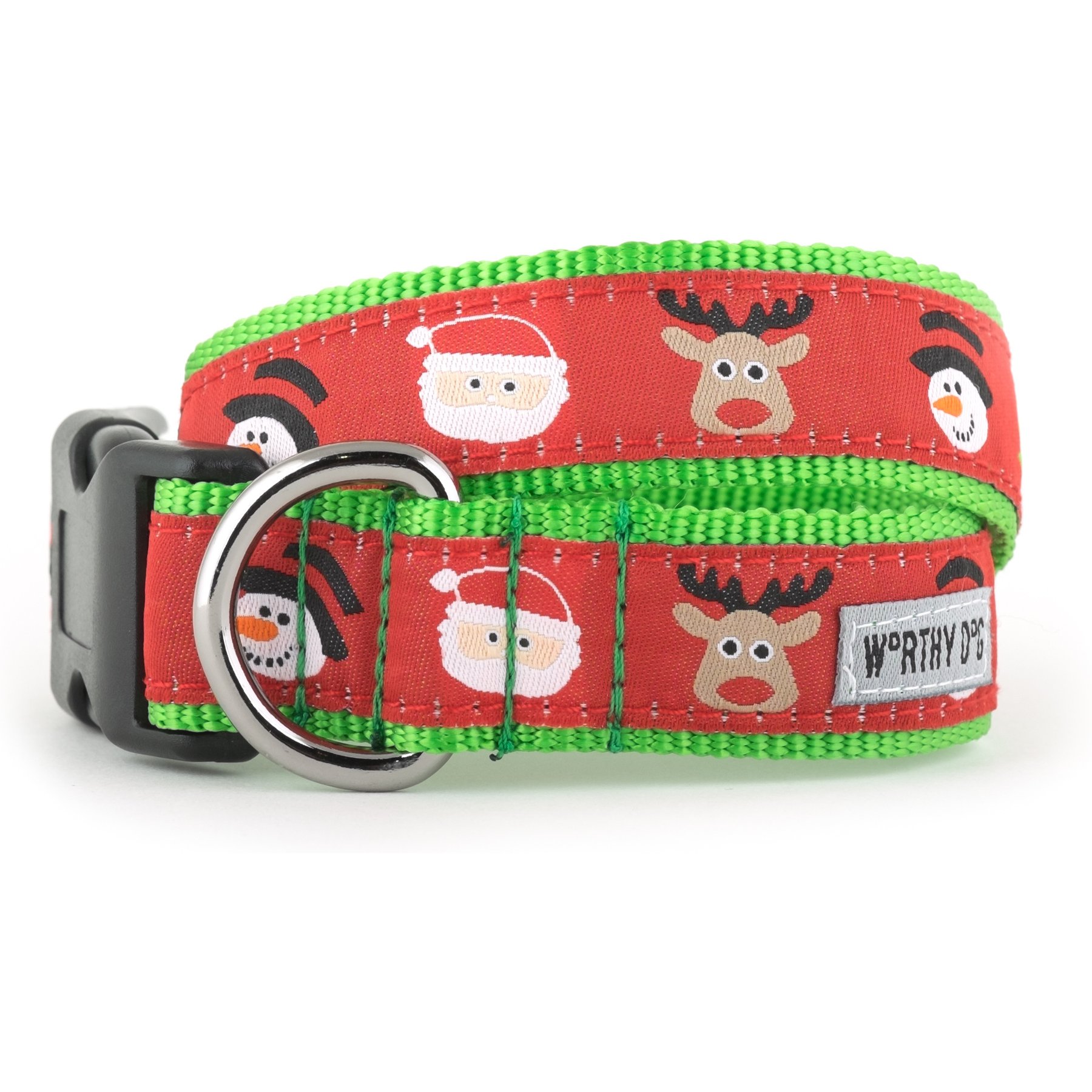 The Worthy Dog Merry Christmas! Adjustable Dog Collar, X-Small: 5 to 11-in neck, 1/2-in wide