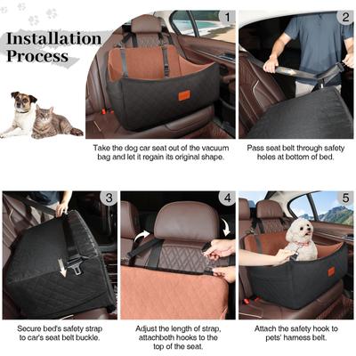 Show full view: WOOAIDAGG Memory Foam Washable Dog Car Seat, Black/Brown slide 7 of 10