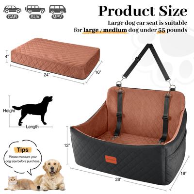 Show full view: WOOAIDAGG Memory Foam Washable Dog Car Seat, Black/Brown slide 4 of 10