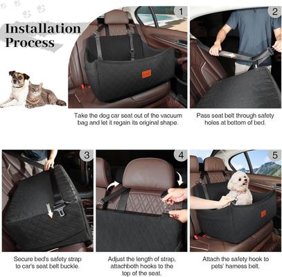 Show full view: WOOAIDAGG Memory Foam Washable Dog Car Seat, Black slide 6 of 9