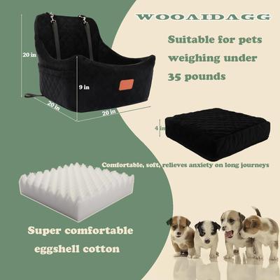 Show full view: WOOAIDAGG Adjustable Strap Detachable & Washable Dog Car Seat, Black slide 2 of 8