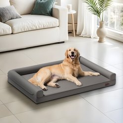 BingoPaw Microfiber Leather Sofa Dog Bed, Grey, X-Large