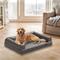 Show in main carousel: BingoPaw Microfiber Leather Sofa Dog Bed, Grey, Large slide 1 of 10