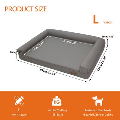 Show full view: BingoPaw Microfiber Leather Sofa Dog Bed, Grey, Large slide 2 of 10