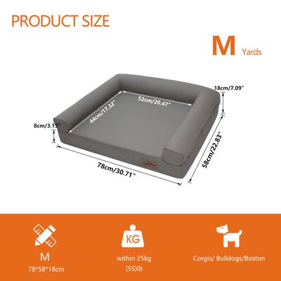 Show full view: BingoPaw Microfiber Leather Sofa Dog Bed, Grey, Medium slide 2 of 10