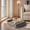 Show in main carousel: BingoPaw Microfiber Leather Sofa Dog Bed, Grey, Medium slide 8 of 10