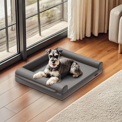 Show full view: BingoPaw Microfiber Leather Sofa Dog Bed, Grey, Medium slide 5 of 10
