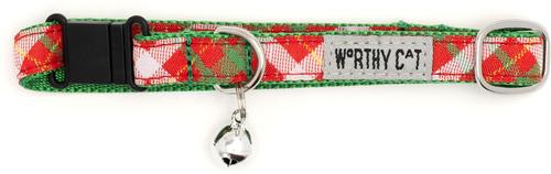 Show full view:  The Worthy Cat Holiday Plaid Break Away Cat Collar, 9 to 11-in neck, 1/2-in wide slide 2 of 4