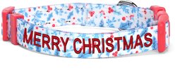 Pawtitas Personalized Christmas Dog Collar, X-Small, Teal Mistletoe
