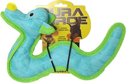 Show full view: DuraForce Dragon Tiger Squeaky Dog Toy, Blue/Green slide 5 of 6