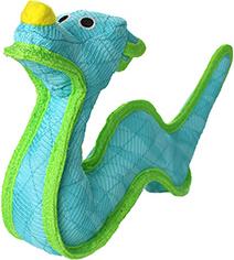 Show full view: DuraForce Dragon Tiger Squeaky Dog Toy, Blue/Green slide 3 of 6