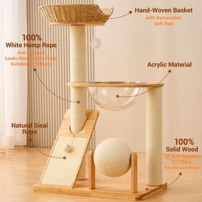 Show full view: Hittite 36-in Solid Wood Cat Tree & Condo, Natural, 23.6 x 15.7 x 36.6-in slide 2 of 9
