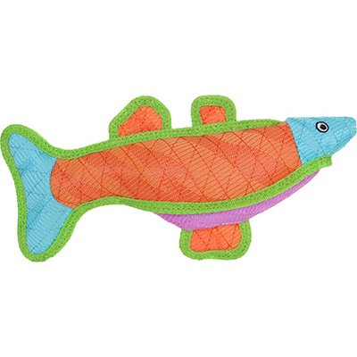 DuraForce DuraForce DuraForce Fish Squeaky Dog Toy, Blue/Orange/Pink