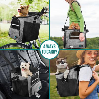 Show full view: PetAmi Bike Basket Bag Dog & Cat Carrier, Heather Grey slide 6 of 9