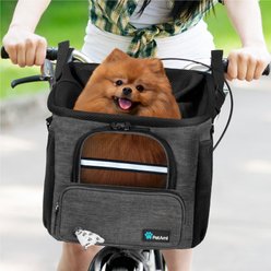 PetAmi Bike Basket Bag Dog & Cat Carrier, Heather Charcoal