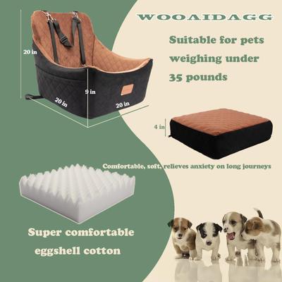 Show full view: WOOAIDAGG Adjustable Strap Detachable & Washable Dog Car Seat, Black/Brown slide 4 of 8