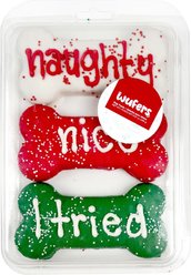 Wufers Naughty, Nice, I Tried! Christmas Bones Cinnamon, Apple & Honey Cookie Dog Treats, 2.6-oz box, 3 count