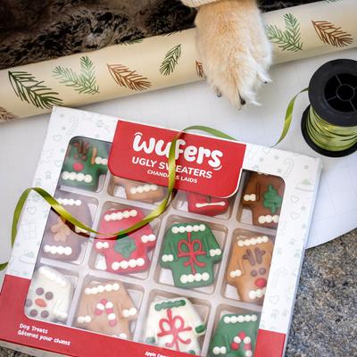 Show full view: Wufers Ugly Sweater 12 Days of Christmas Cinnamon, Apple & Honey Cookie Dog Treats, 15.24-oz box, 12 count slide 6 of 9