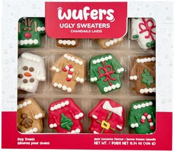 Wufers Ugly Sweater 12 Days of Christmas Cinnamon, Apple & Honey Cookie Dog Treats, 15.24-oz box, 12 count