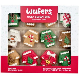 Wufers Ugly Sweater 12 Days of Christmas Cinnamon, Apple & Honey Cookie Dog Treats, 15.24-oz box, 12 count