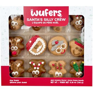 Wufers Santa’s Silly Crew 12 Days of Christmas Fun Holiday Cinnamon, Apple & Honey Cookie Dog Treats, 12.28-oz box, 12 count