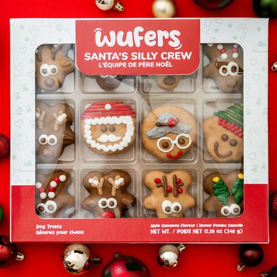 Show full view: Wufers Santa’s Silly Crew 12 Days of Christmas Fun Holiday Cinnamon, Apple & Honey Cookie Dog Treats, 12.28-oz box, 12 count slide 4 of 10