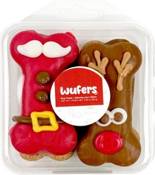 Wufers Santa & Reindeer Christmas Bones Cinnamon, Apple & Honey Cookie Dog Treats, 3.46-oz box, 4 count