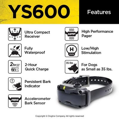 Show full view: Dogtra YS600 Anti-Bark Waterproof Bark Control Dog Training Collar, Black, 1 count slide 2 of 10