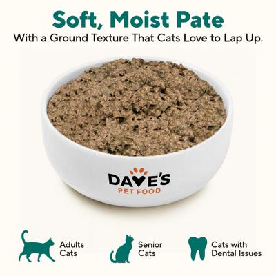 Show full view: Dave's Pet Food Naturally Healthy Grain-Free Turkey & Giblets Dinner Pate Wet Canned Cat Food, 12.5-oz, case of 12 slide 8 of 12