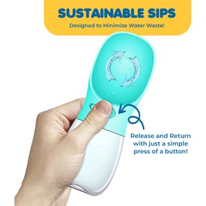 Vila Portable Water Bottle Dog & Cat Travel Dispenser Bowl, 12-oz