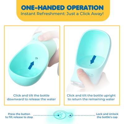 Show full view: Vila Portable Water Bottle Dog & Cat Travel Dispenser Bowl, 12-oz slide 3 of 6