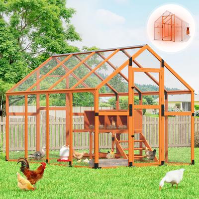 Show full view: Coziwow Outdoor Run Wooden Chicken Coop with Nesting Boxes, Large: 107-in, Orange slide 3 of 10