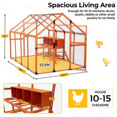 Show full view: Coziwow Outdoor Run Wooden Chicken Coop with Nesting Boxes, Large: 107-in, Orange slide 2 of 10